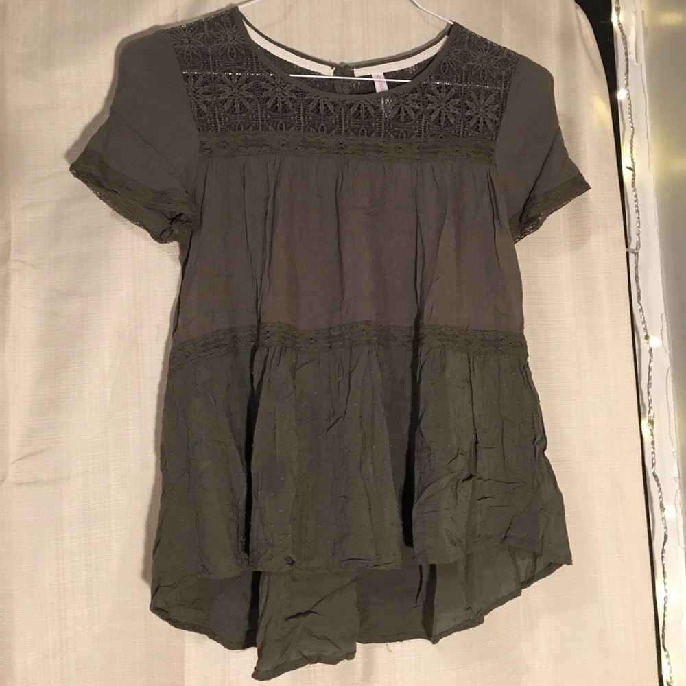olive green flowy boho top